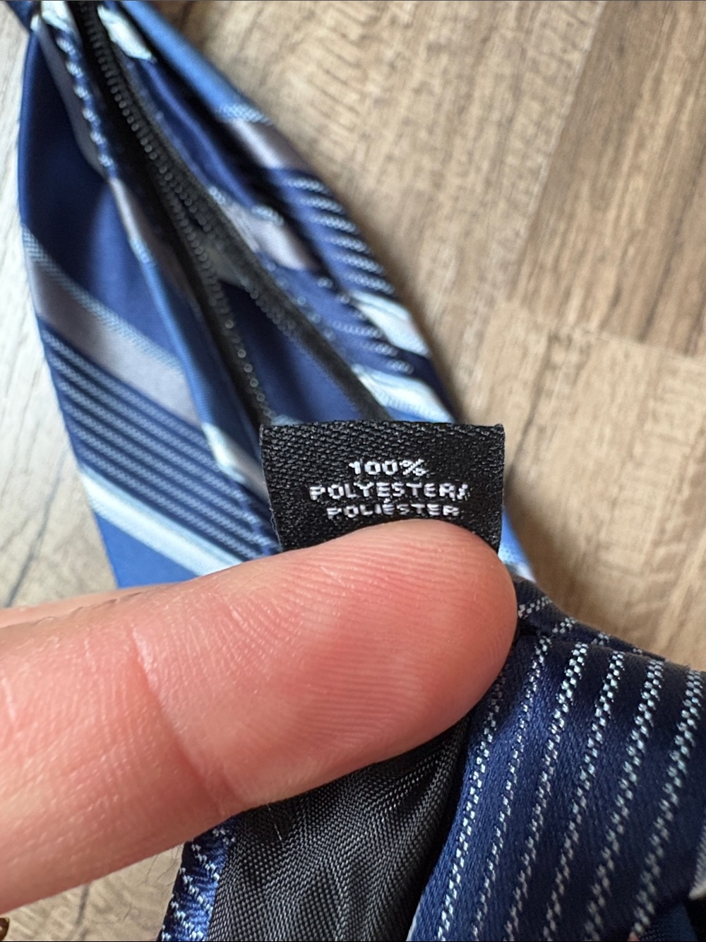 George Navy, Light Blue, Gray Striped Tie No-tie, zipper adjustable tie - Picture 4 of 6